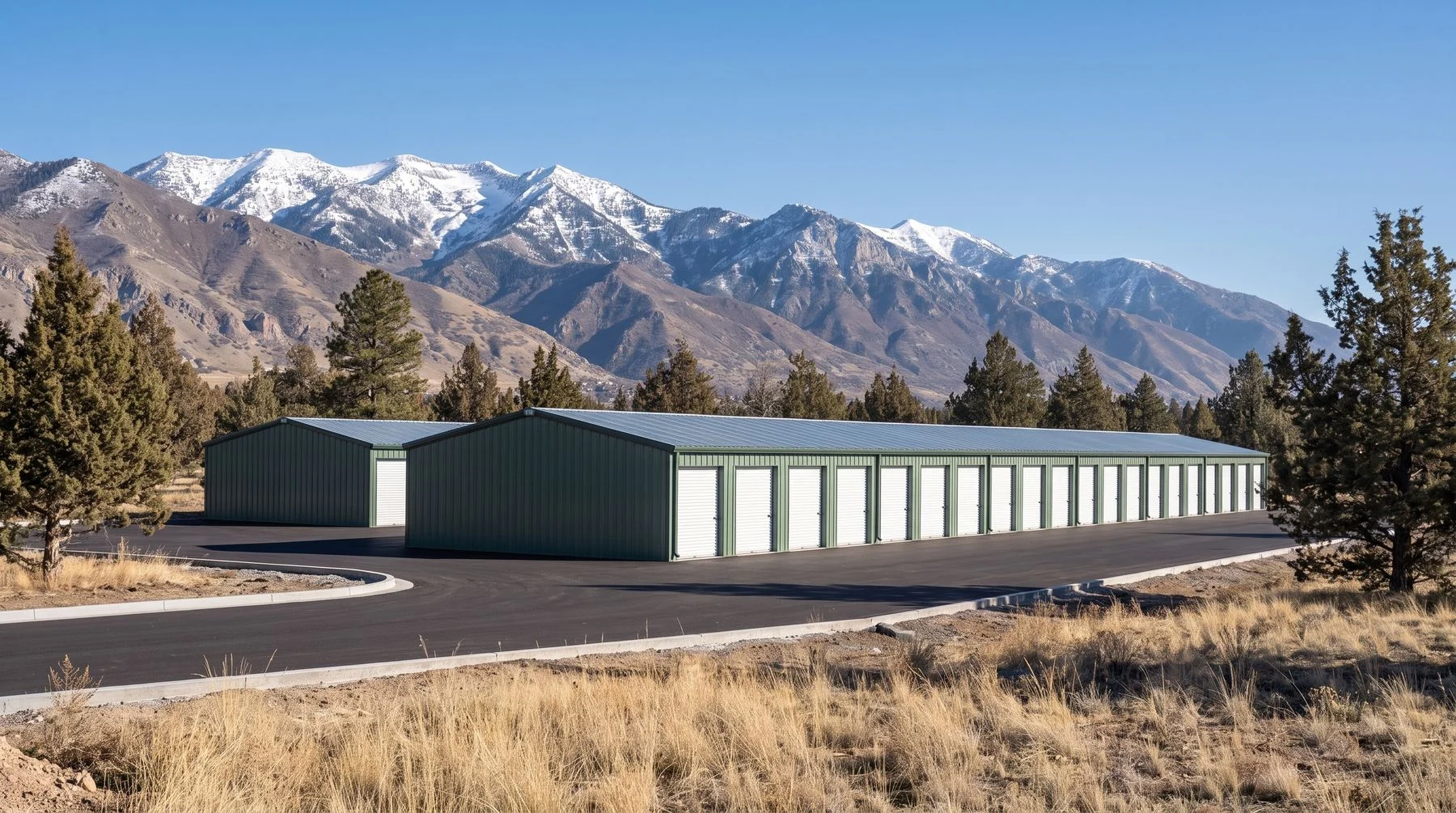 A commercial steel building in the Utah landscape